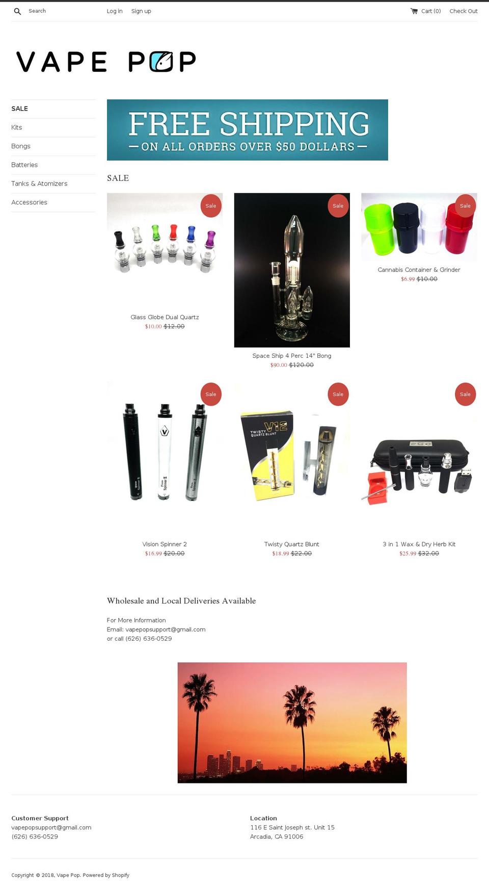 vapepop100.com — Shopify storefront screenshot