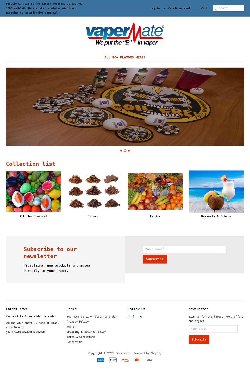 vapermate.com shopify website screenshot