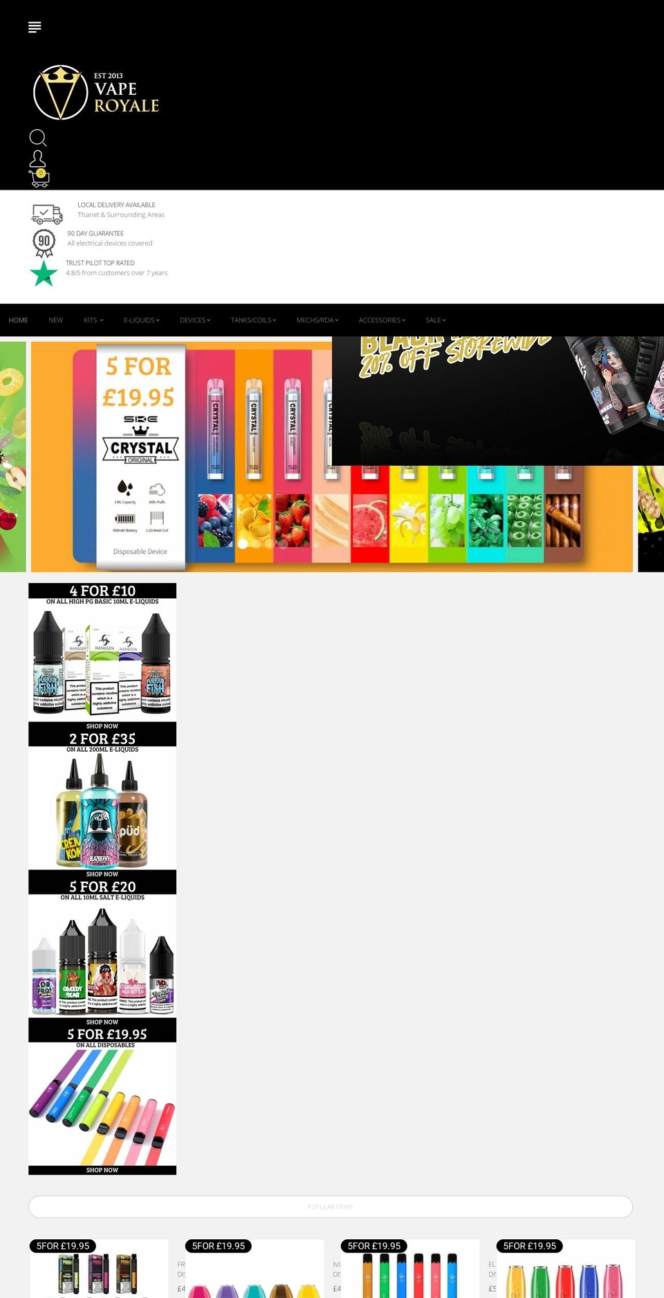 vaperoyale.co.uk shopify website screenshot