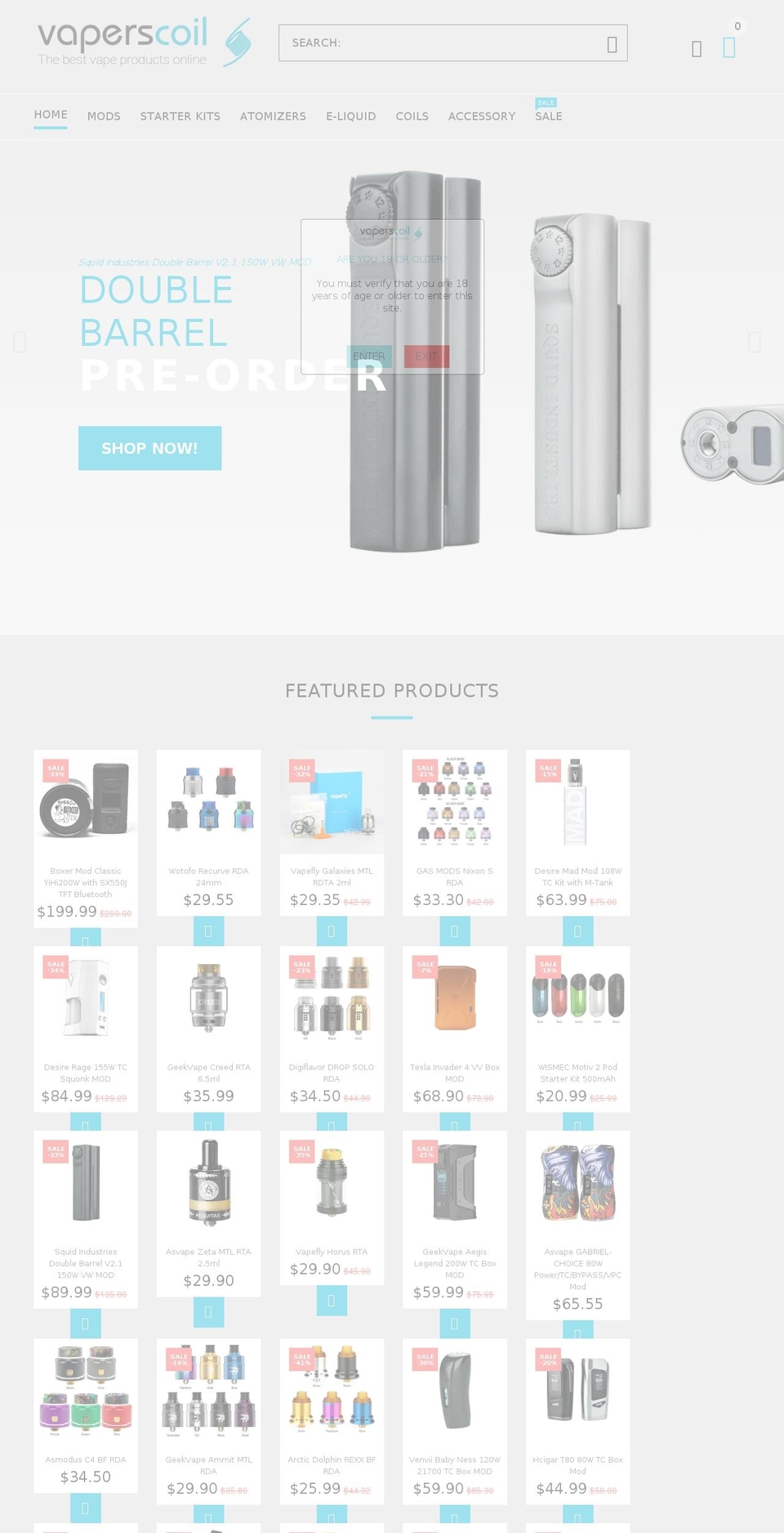vaperscoil.com shopify website screenshot