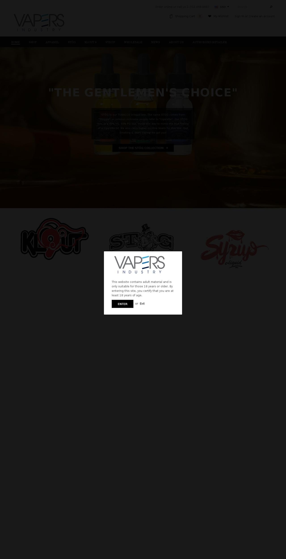 vapersindustry.com shopify website screenshot