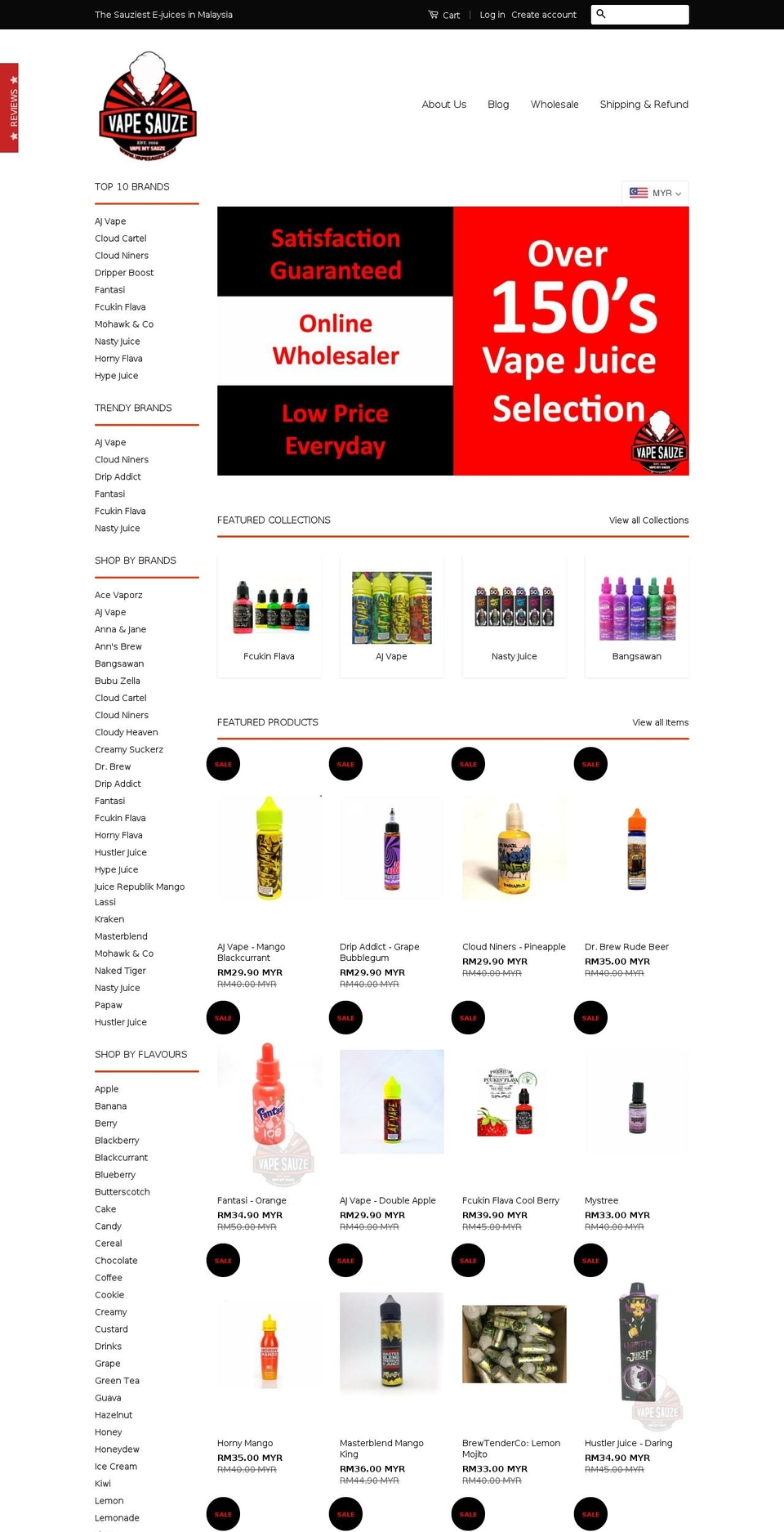 vapesauze.com — Shopify storefront screenshot