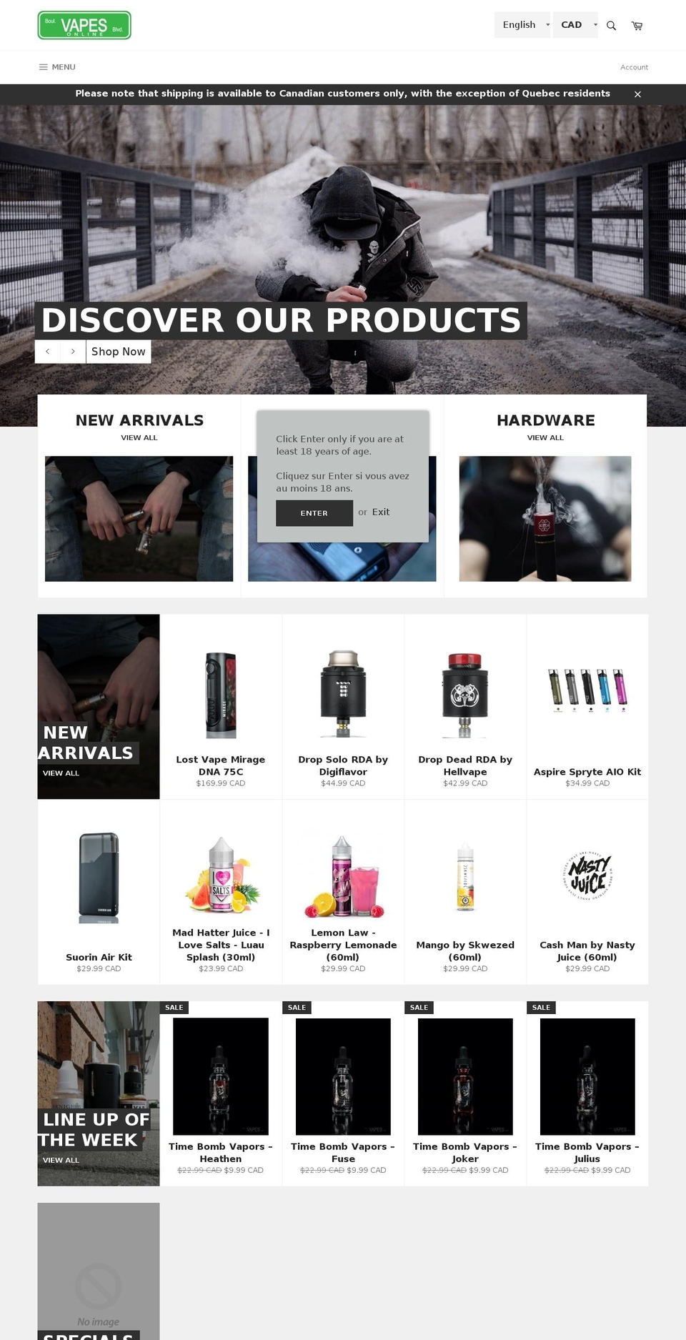BVO - V2 Shopify theme site example vapesblvd.com