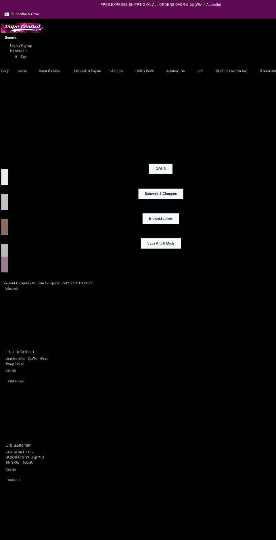 vapeshop.net.au shopify website screenshot