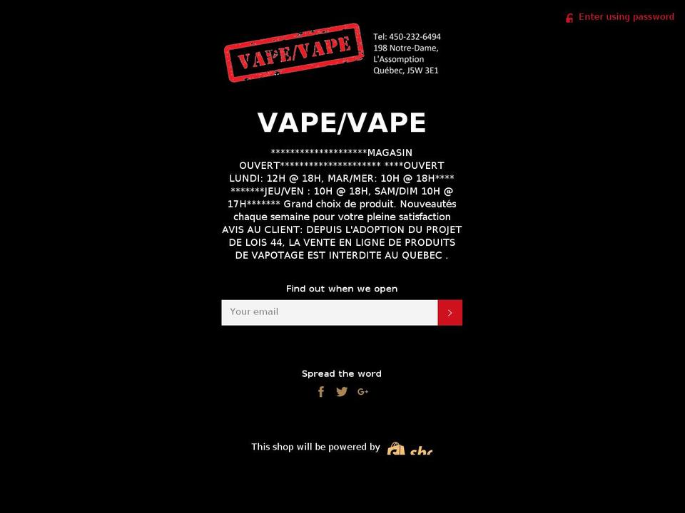 vapeslashvape.com shopify website screenshot
