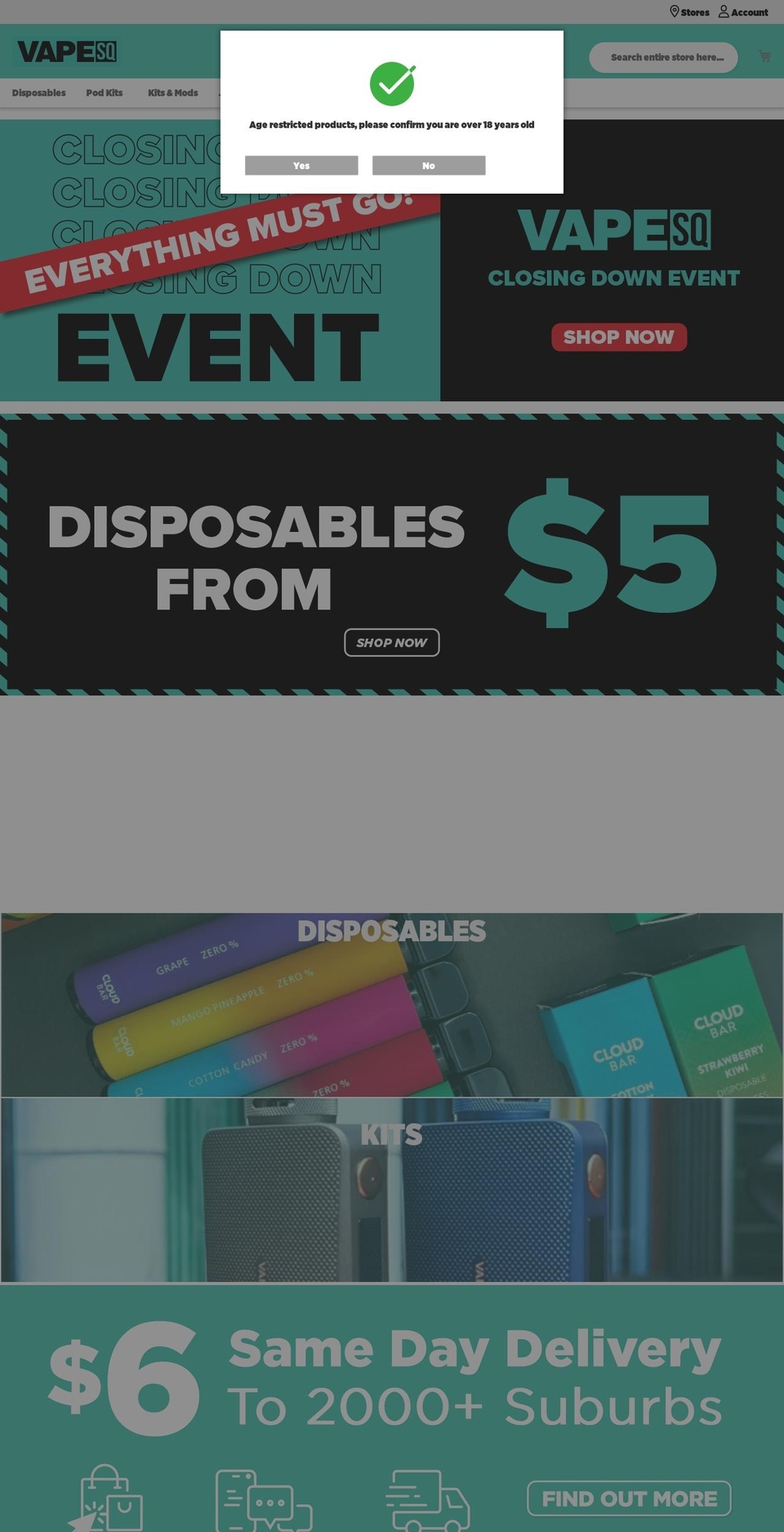 vapesquare.com.au shopify website screenshot