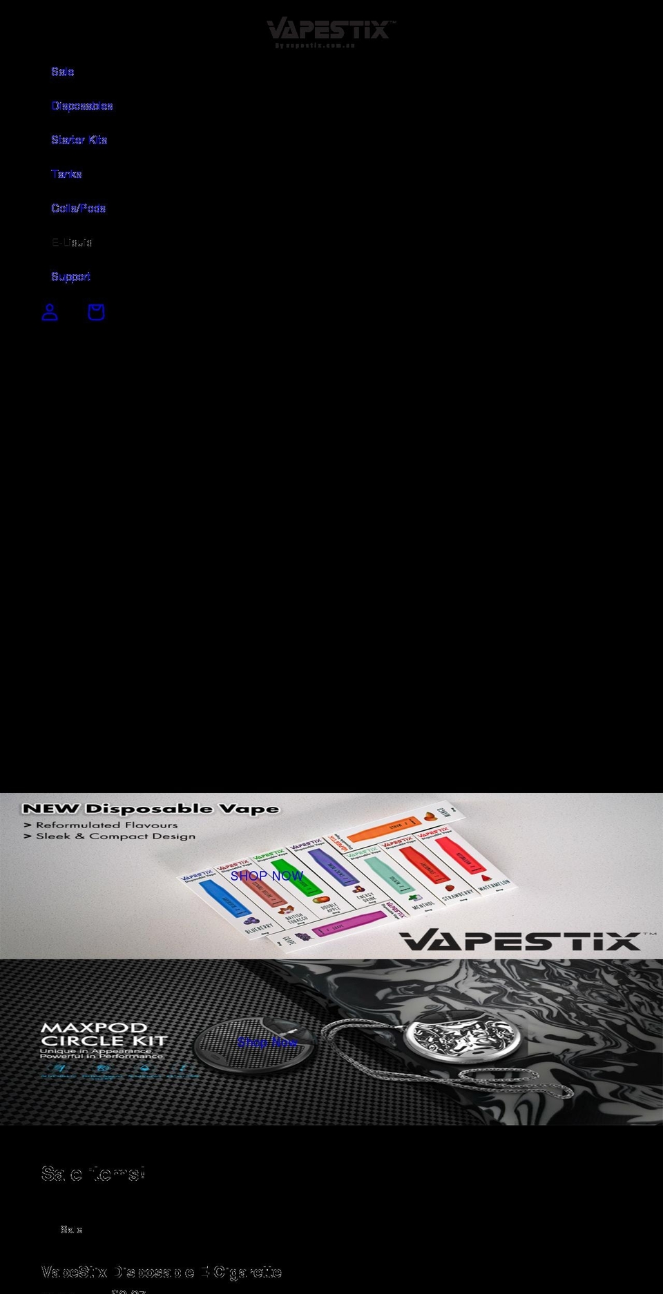 vapestix.com.au shopify website screenshot