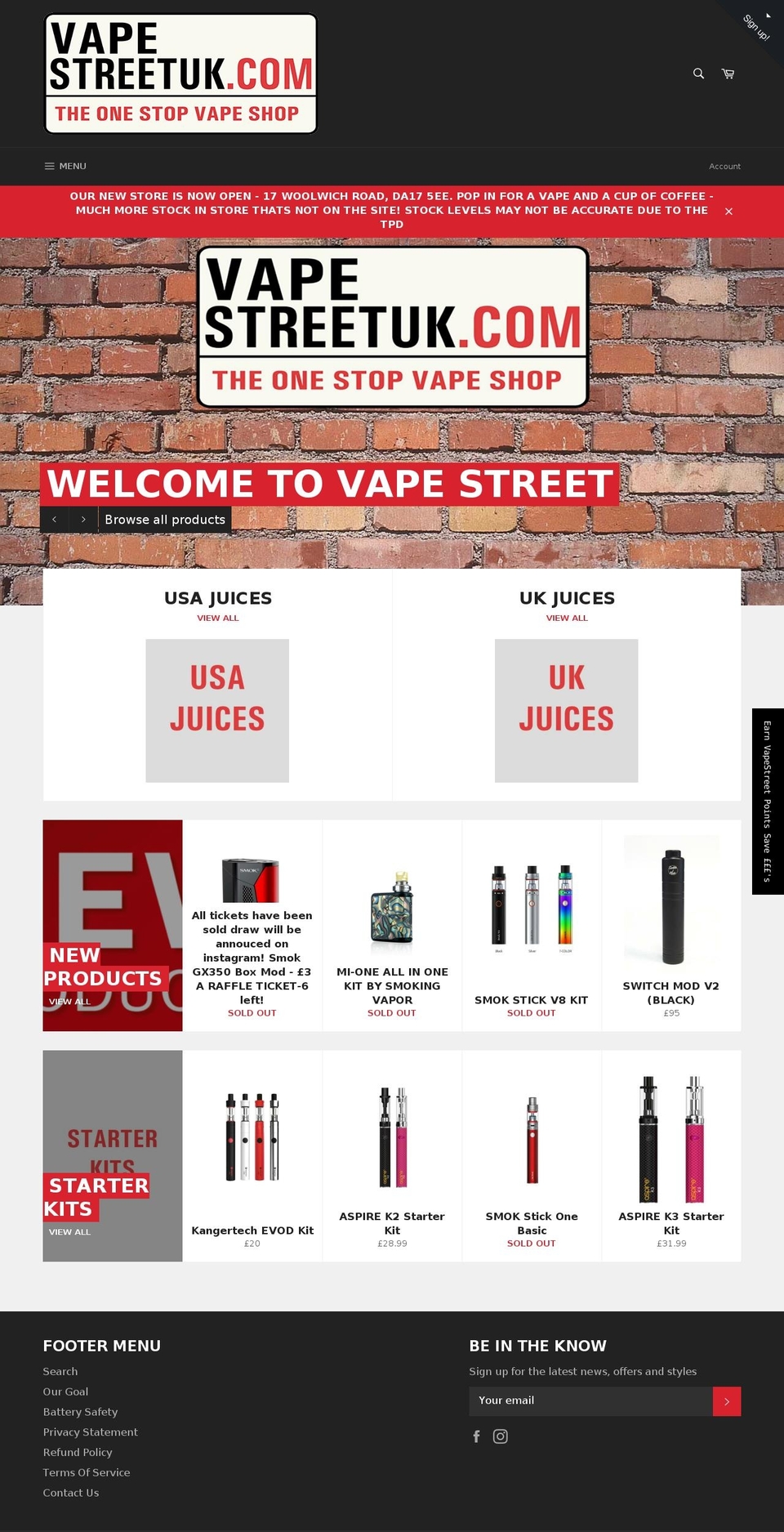 vapestreetuk.com shopify website screenshot