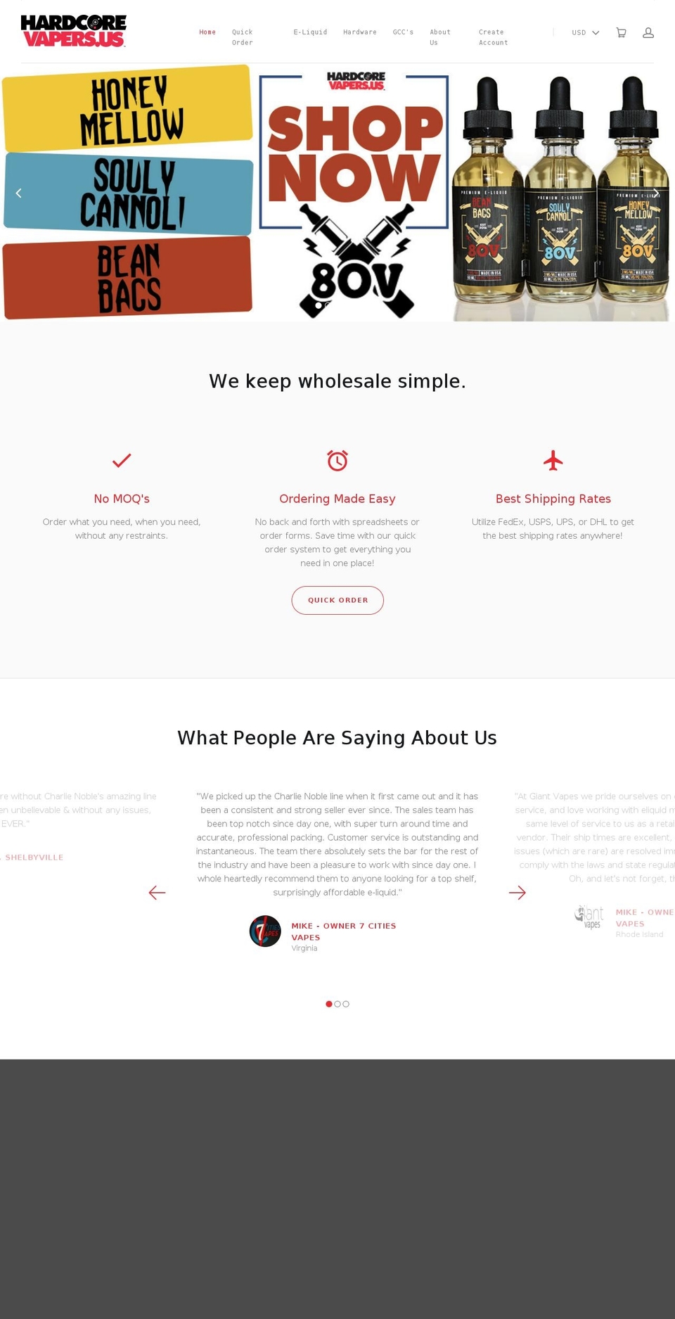 vapeswholesale.com shopify website screenshot