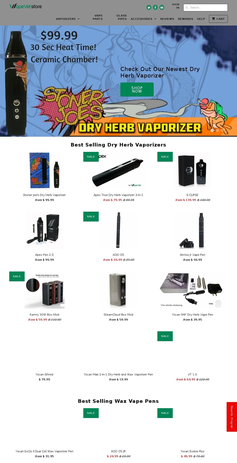 vapevetstore.com shopify website screenshot