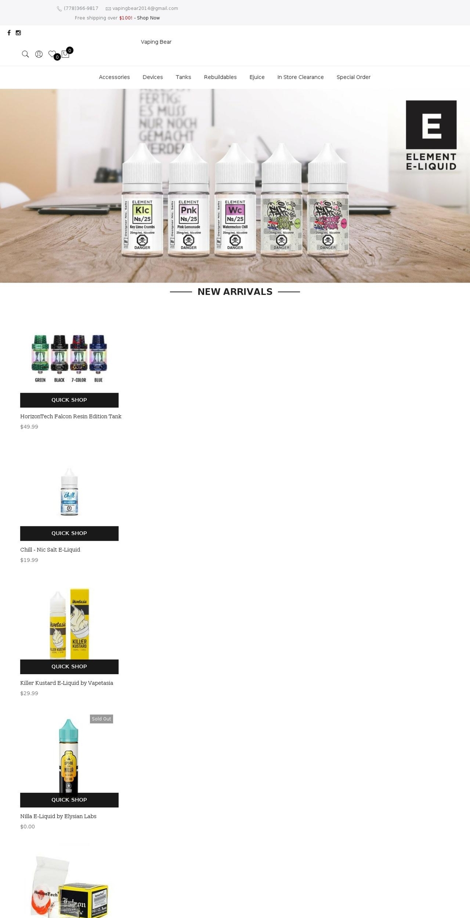 vapingbear.com shopify website screenshot