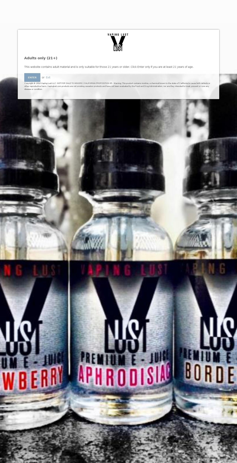 vapinglust.com shopify website screenshot
