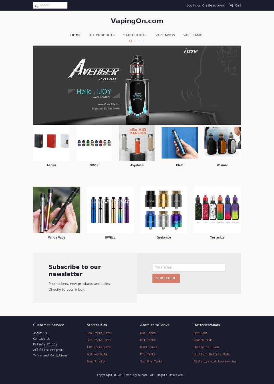 vapingon.com — Shopify storefront screenshot
