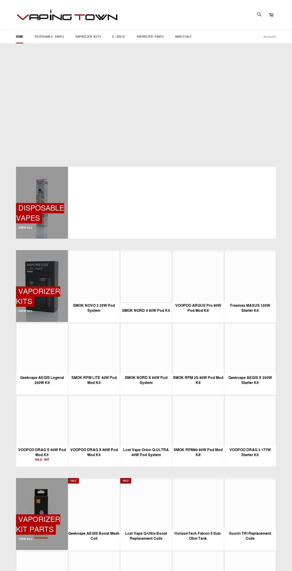 vapingtown.com shopify website screenshot