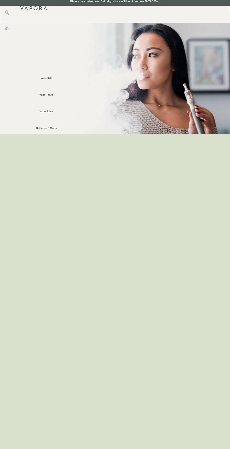 vapora.com.au shopify website screenshot