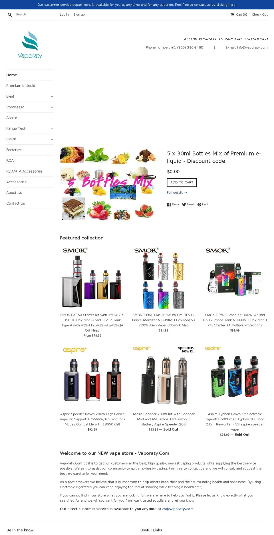 vaporaty.com — Shopify storefront screenshot