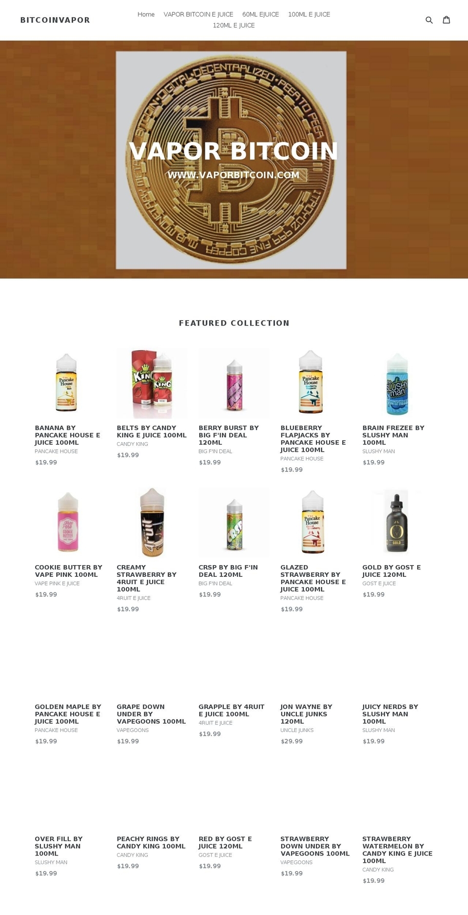 vaporbitcoin.com — Shopify storefront screenshot