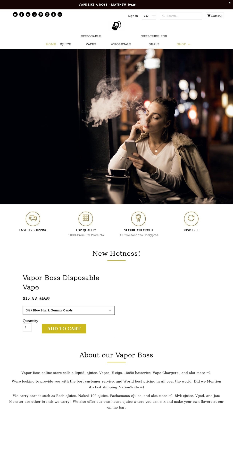 vaporboss.com shopify website screenshot
