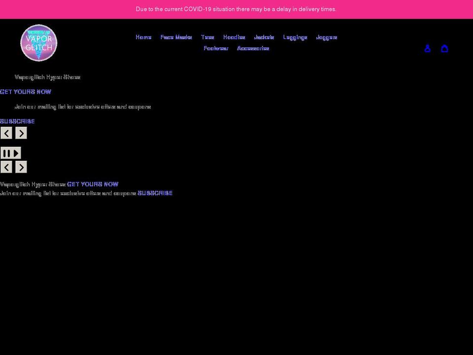 vaporglitch.com shopify website screenshot