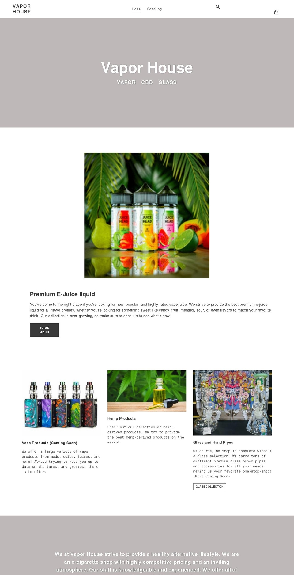 vaporhouseohio.com shopify website screenshot