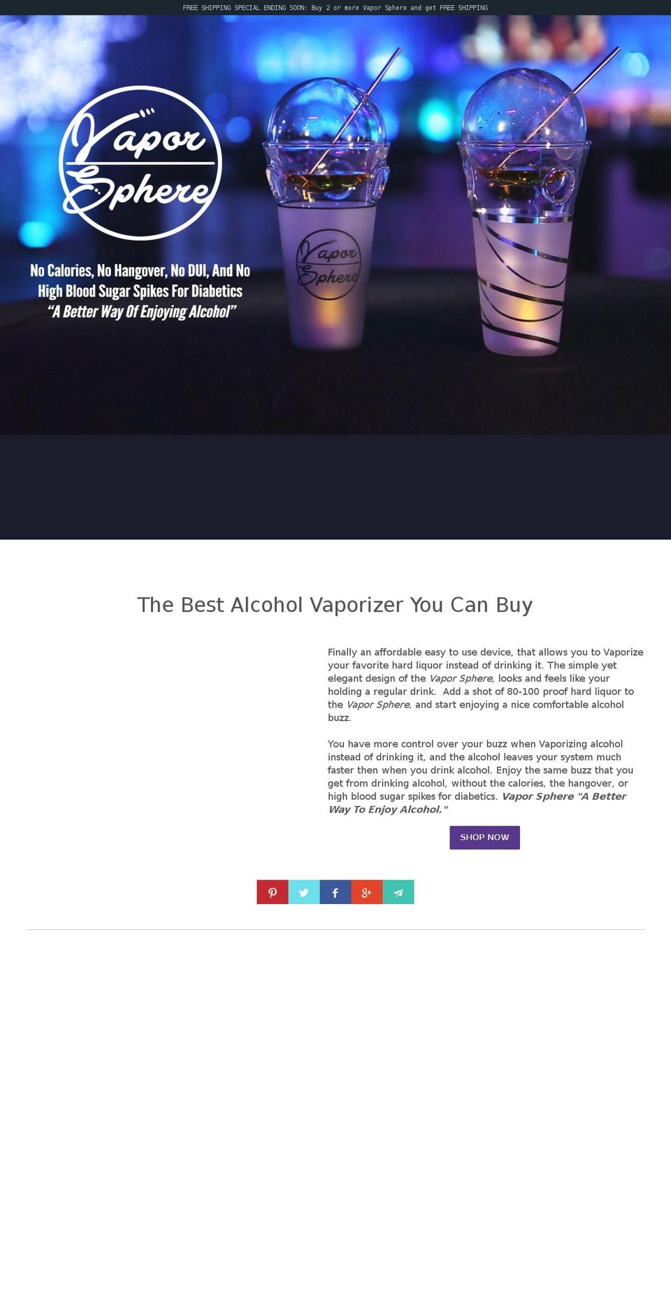 vaporizeyouralcohol.com shopify website screenshot