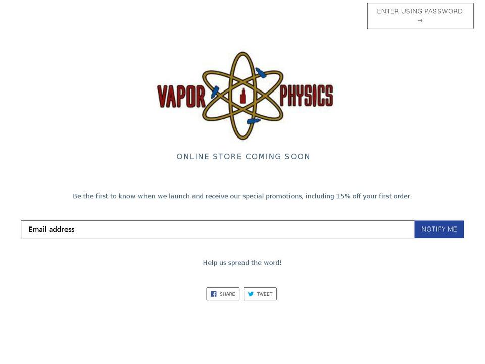 vaporphysics.com shopify website screenshot