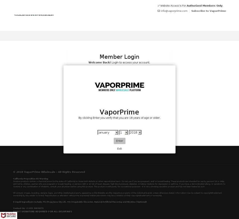 vaporprime.com — Shopify storefront screenshot