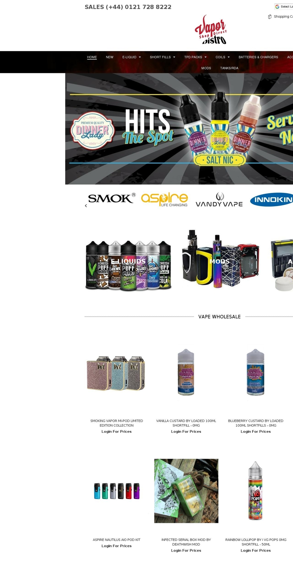 vaporshopdirectdistro.com — Shopify storefront screenshot
