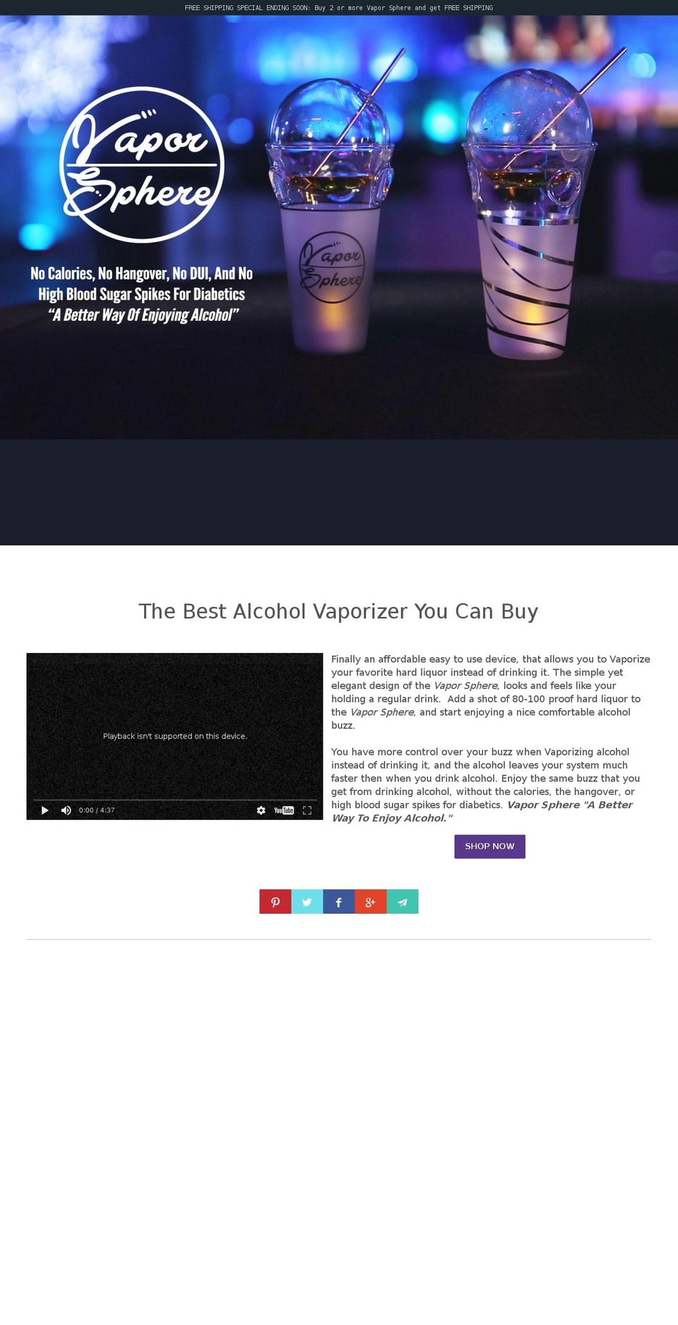 Parallax Shopify theme site example vaporsphere.us