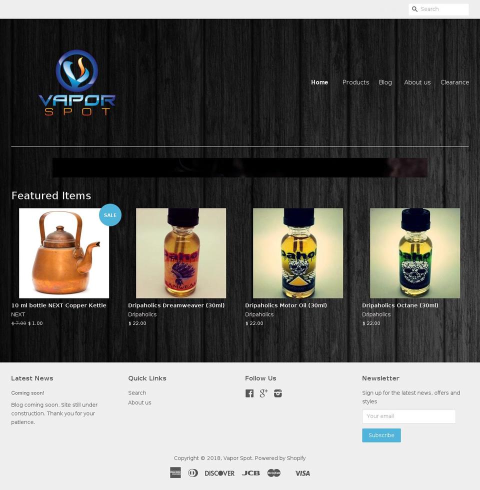 vaporspotdfw.com shopify website screenshot