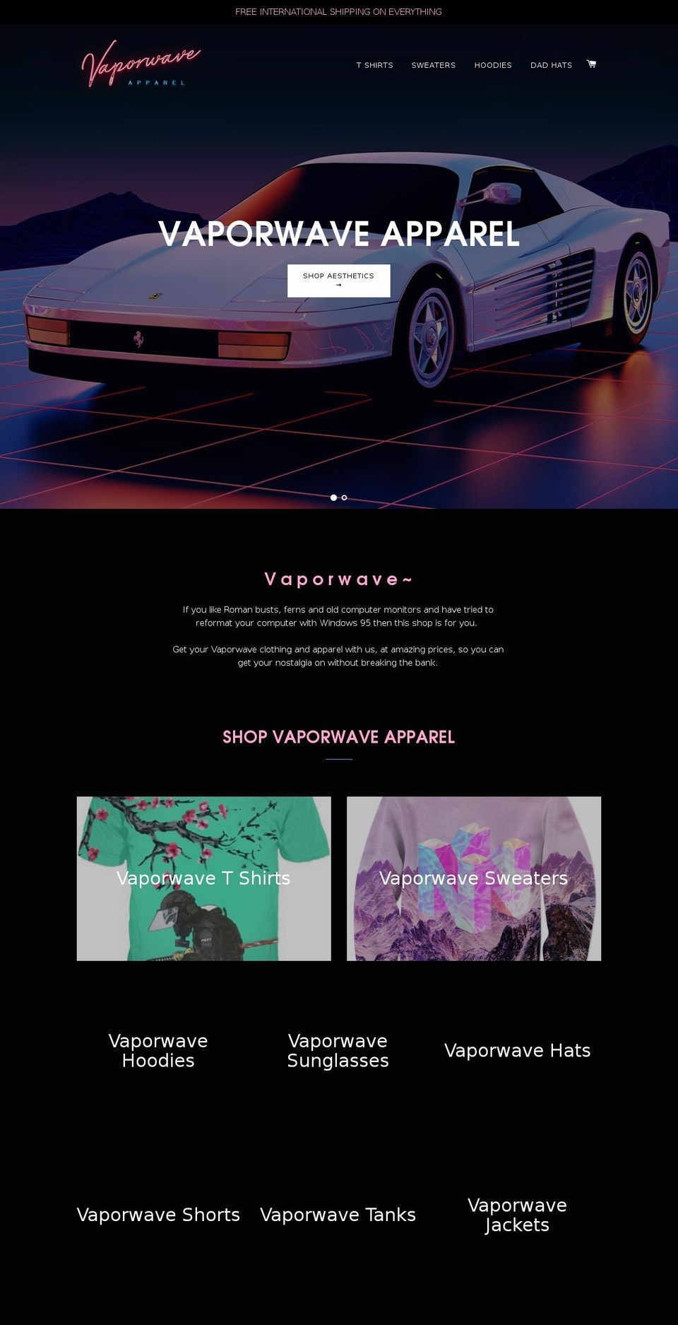 vaporwaveapparel.com shopify website screenshot