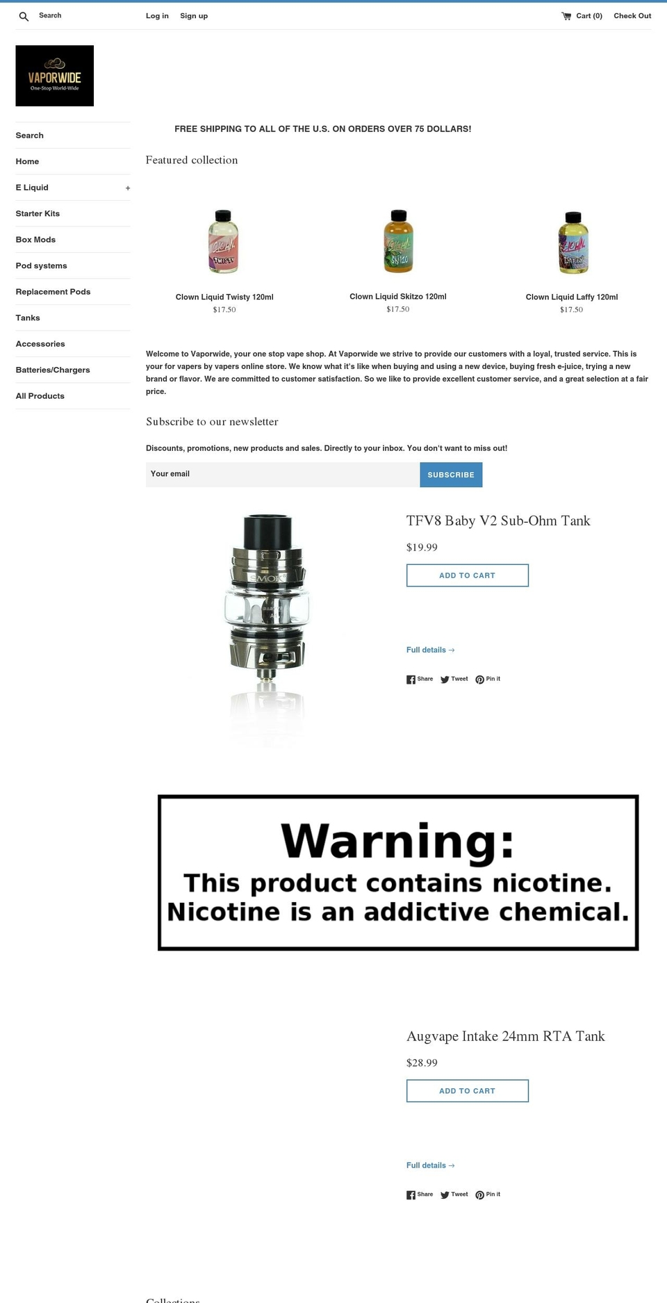 vaporwide.com — Shopify storefront screenshot