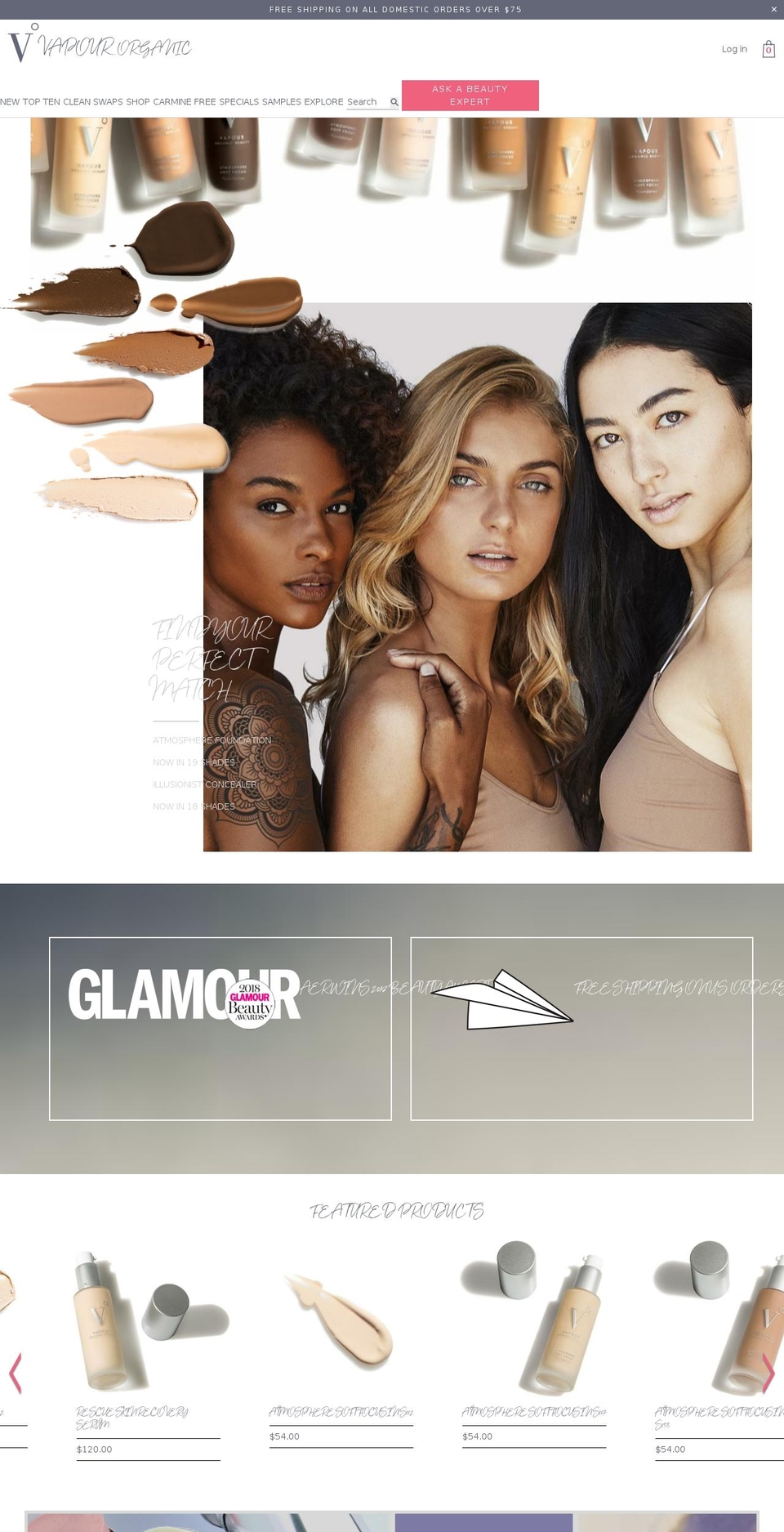 vapourbeauty.com — Shopify storefront screenshot