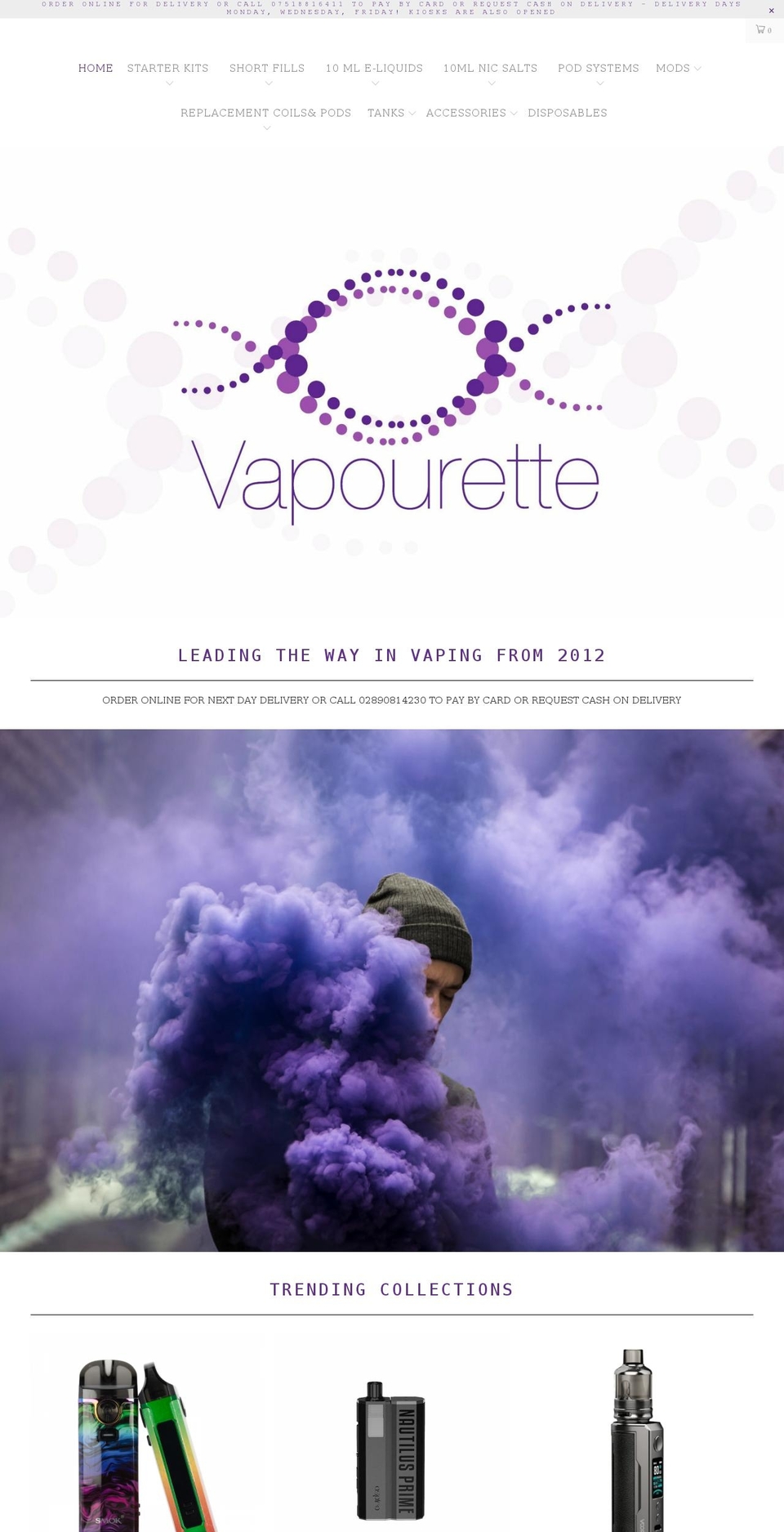 vape Shopify theme site example vapourette.co.uk