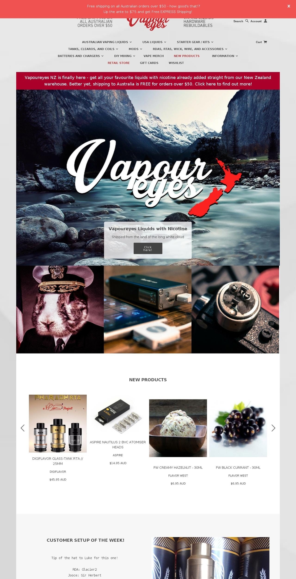 vapoureyes.com.au shopify website screenshot