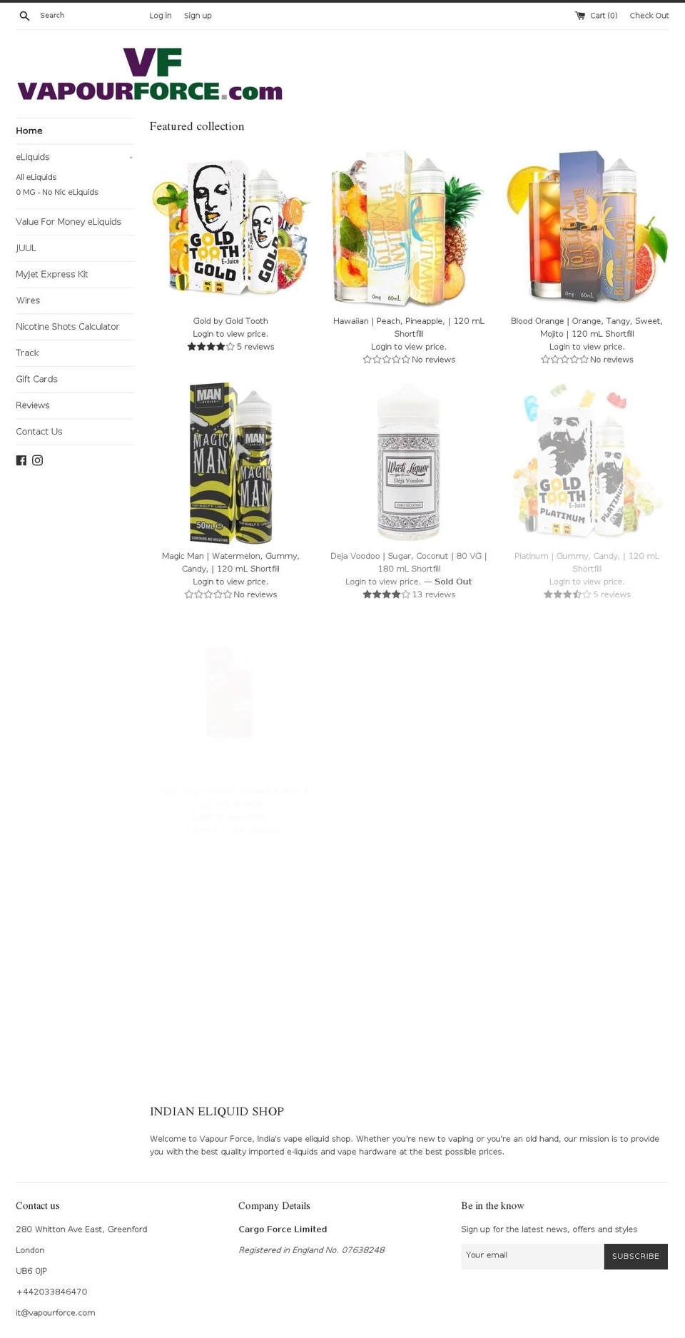 vapourforce.com — Shopify storefront screenshot