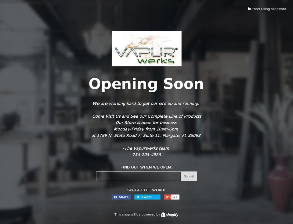vapurwerks.com shopify website screenshot