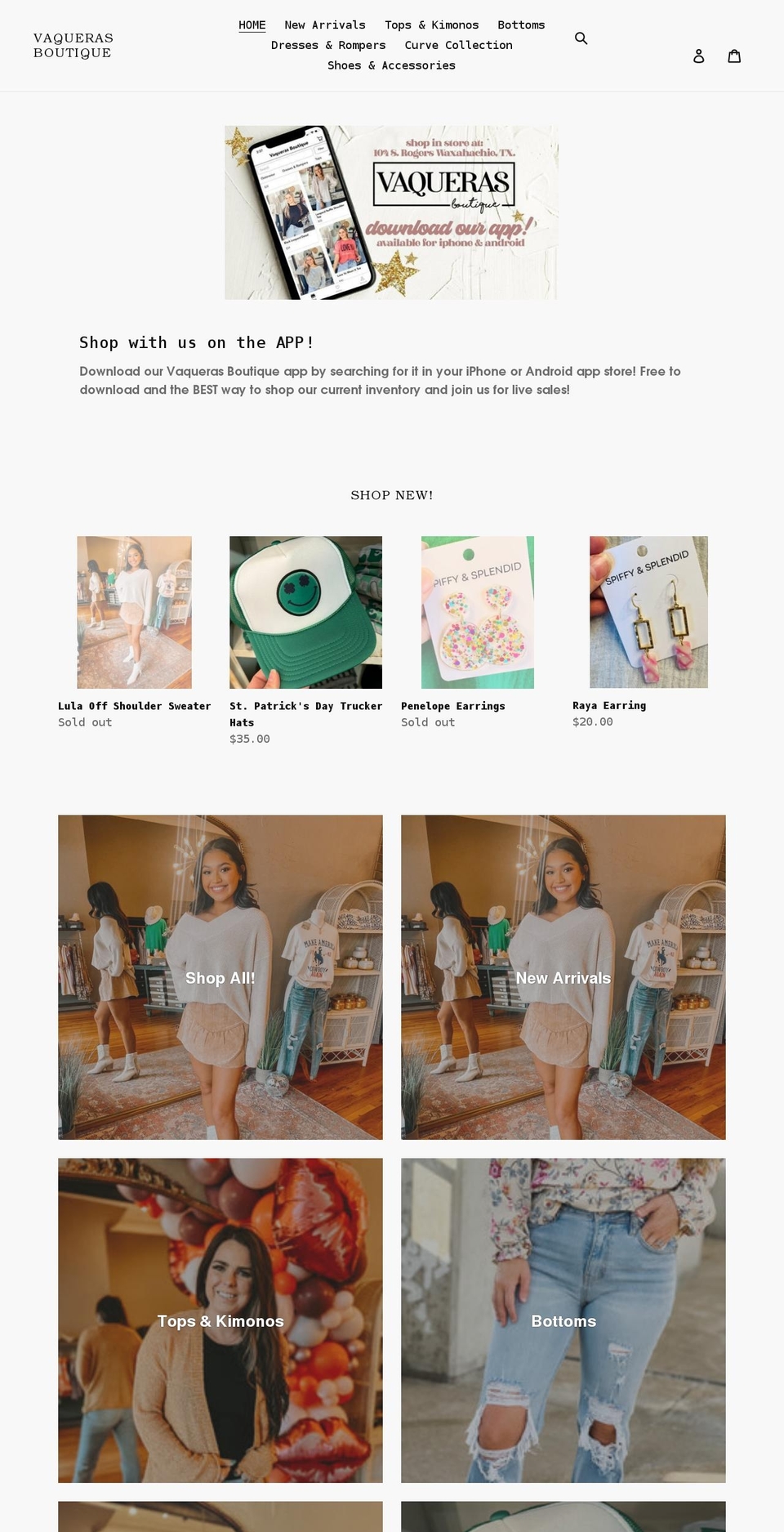 vaquerasboutique.com shopify website screenshot