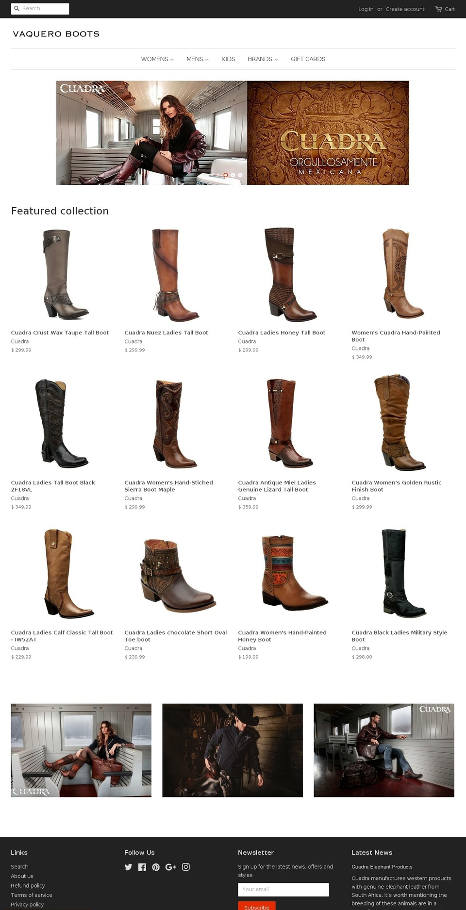 vaqueroboots.com shopify website screenshot