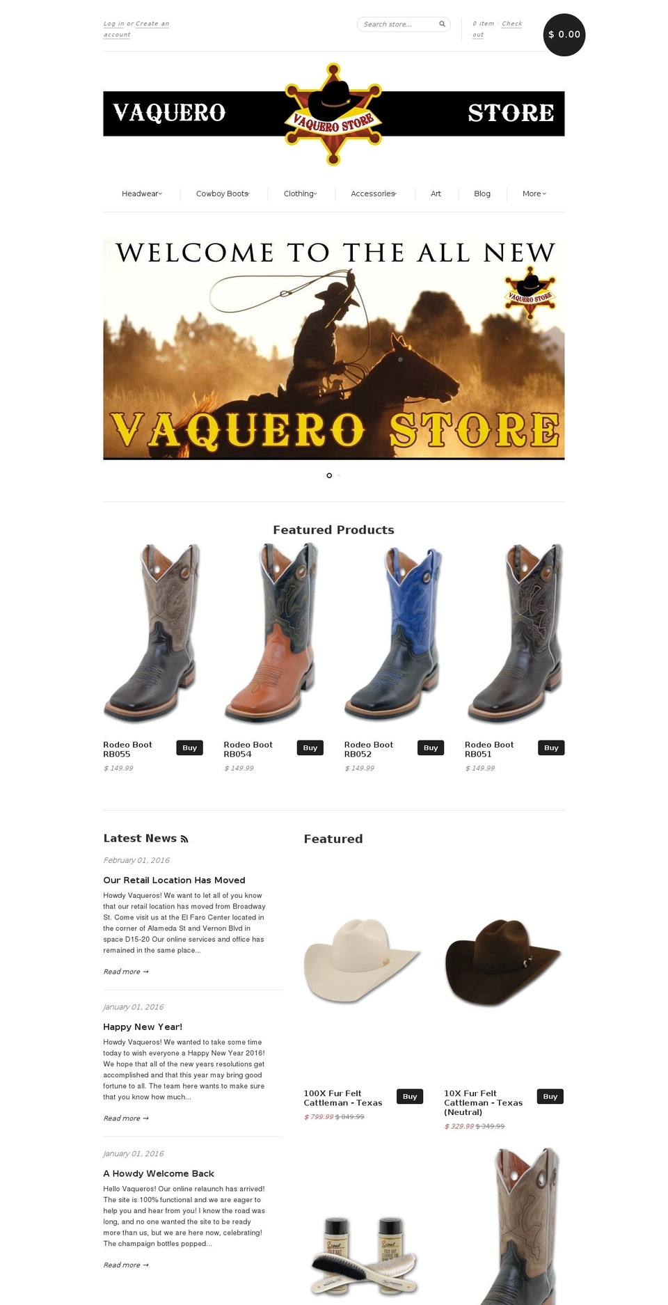 vaquerostore.com shopify website screenshot