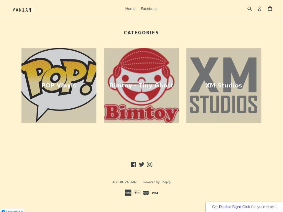 var1ant.com — Shopify storefront screenshot