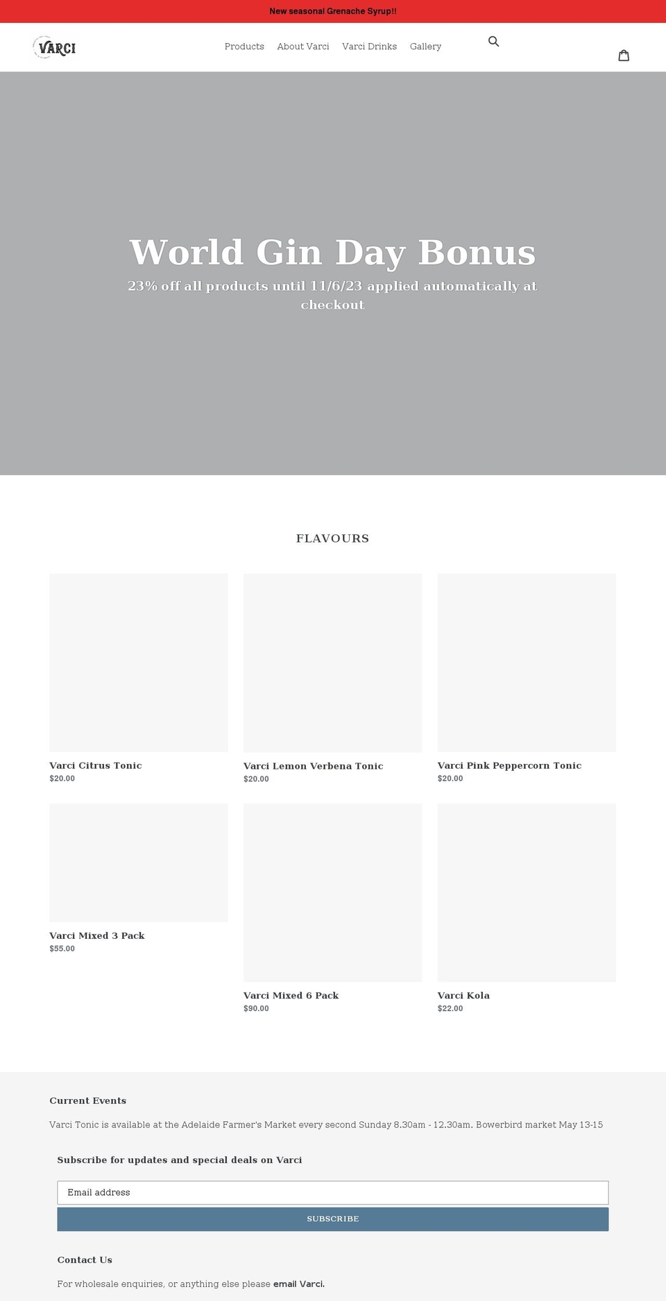 varci.com.au shopify website screenshot