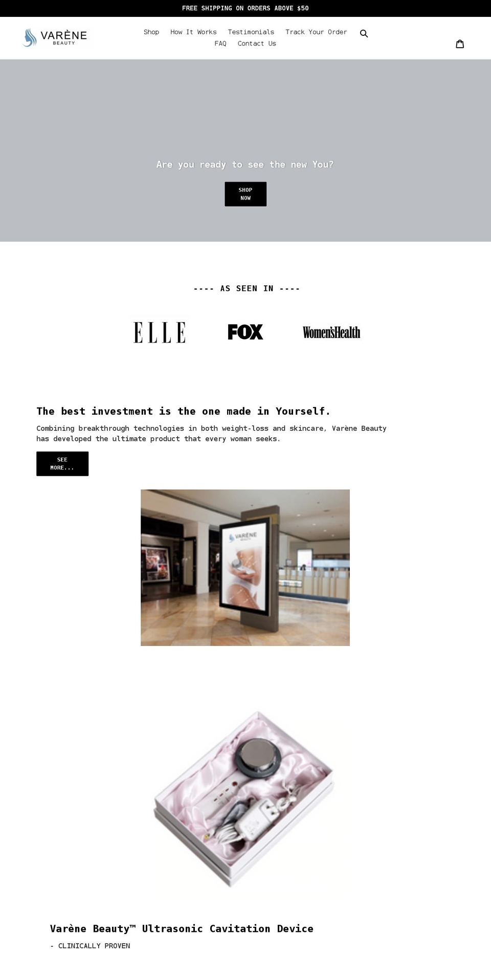 varenebeauty.com shopify website screenshot