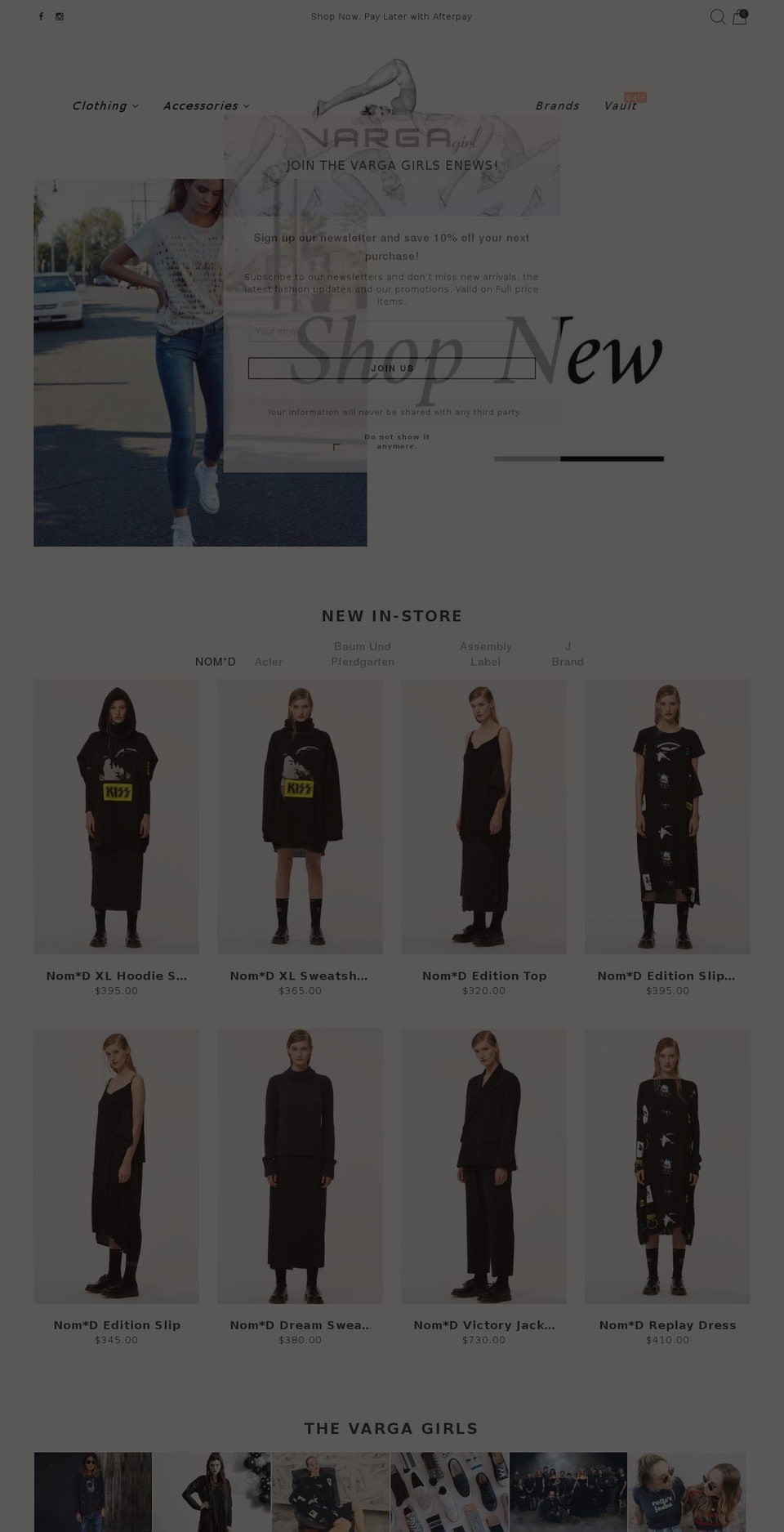 vargagirl.com.au shopify website screenshot