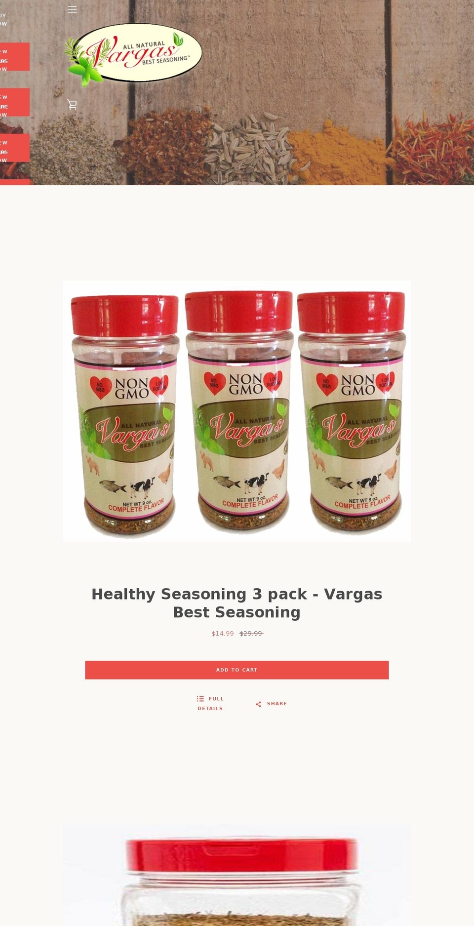 vargasbestseasoning.com shopify website screenshot