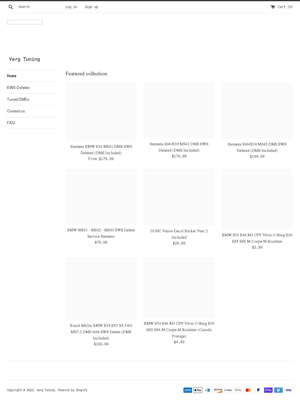 vargtuning.com shopify website screenshot