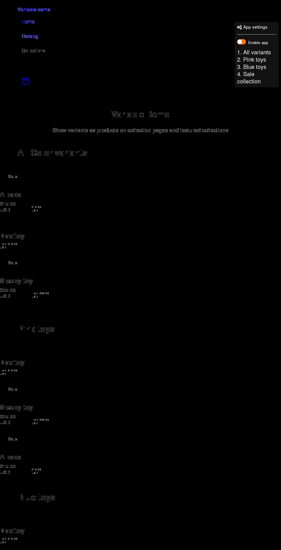 variable-demo.myshopify.com shopify website screenshot