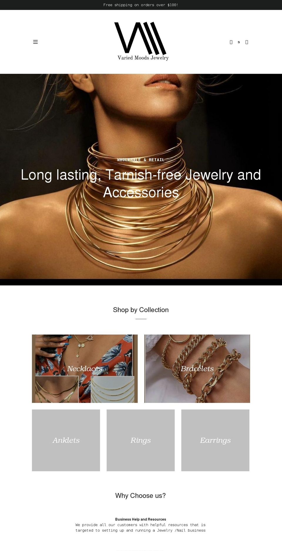 variedmoods.com shopify website screenshot