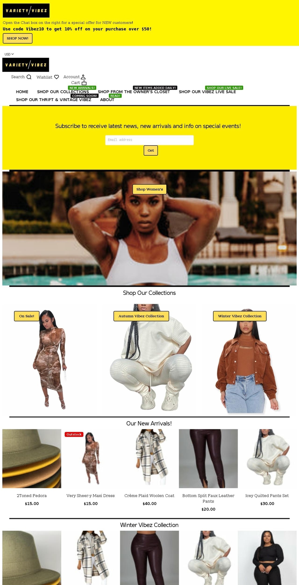 Shop theme Shopify theme site example varietyofvibez.com