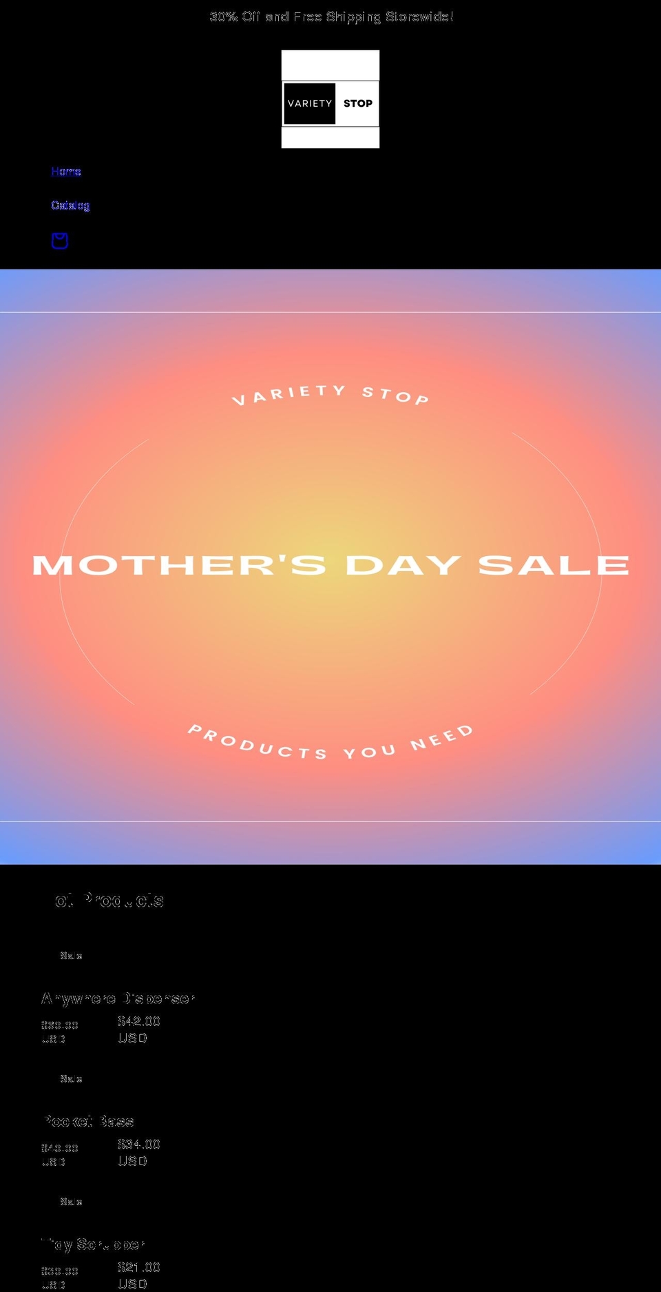 varietystop.com shopify website screenshot